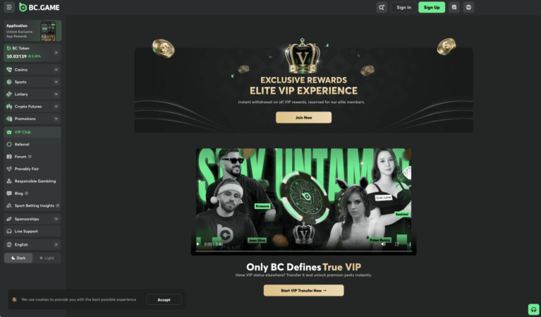 VIP Club levels with rakeback, cashback and level-up rewards