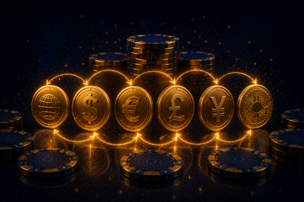 Online casinos by accepted currency, guide by CasinoDaddy
