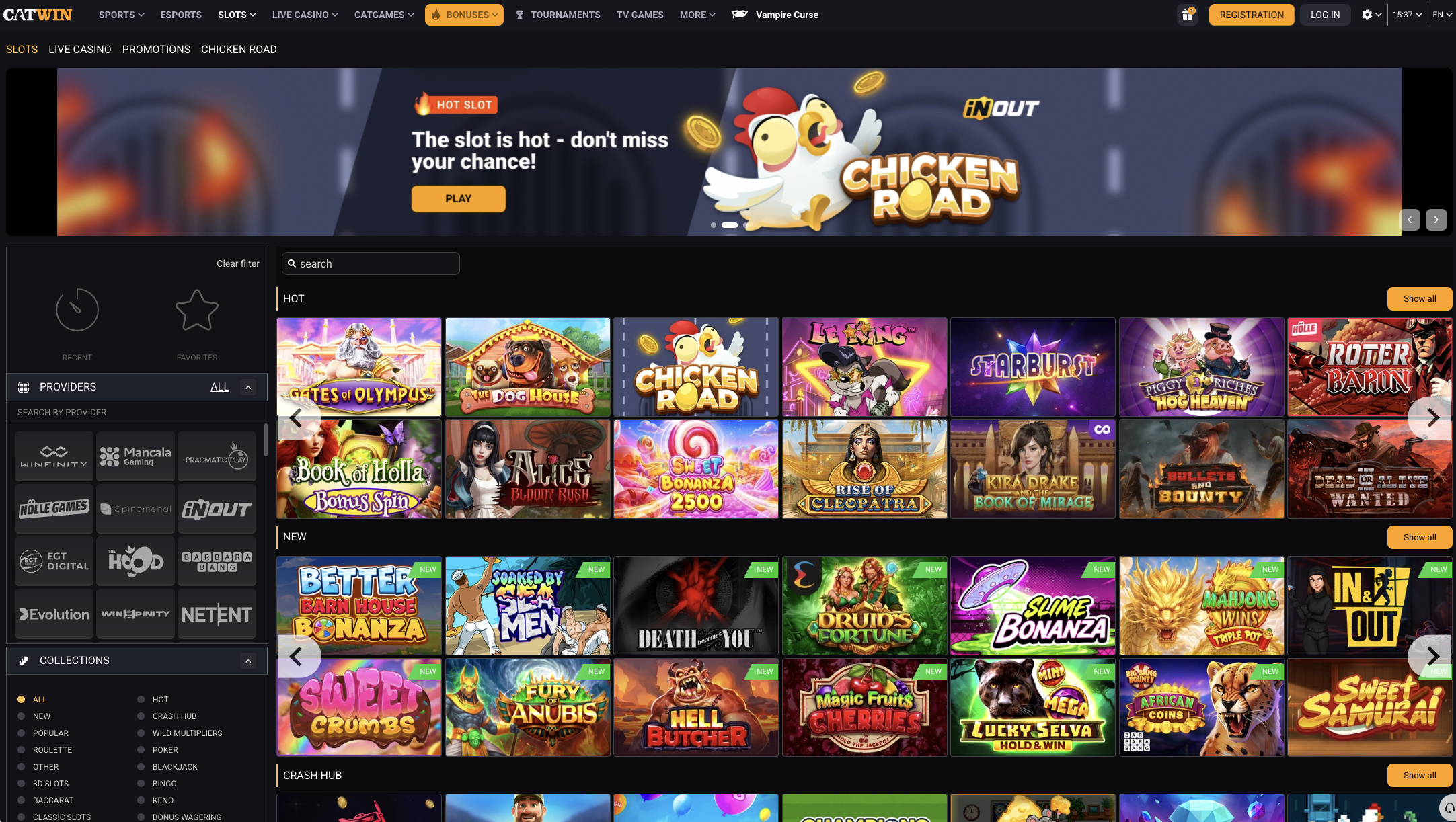 Slots lobby filtered by studio