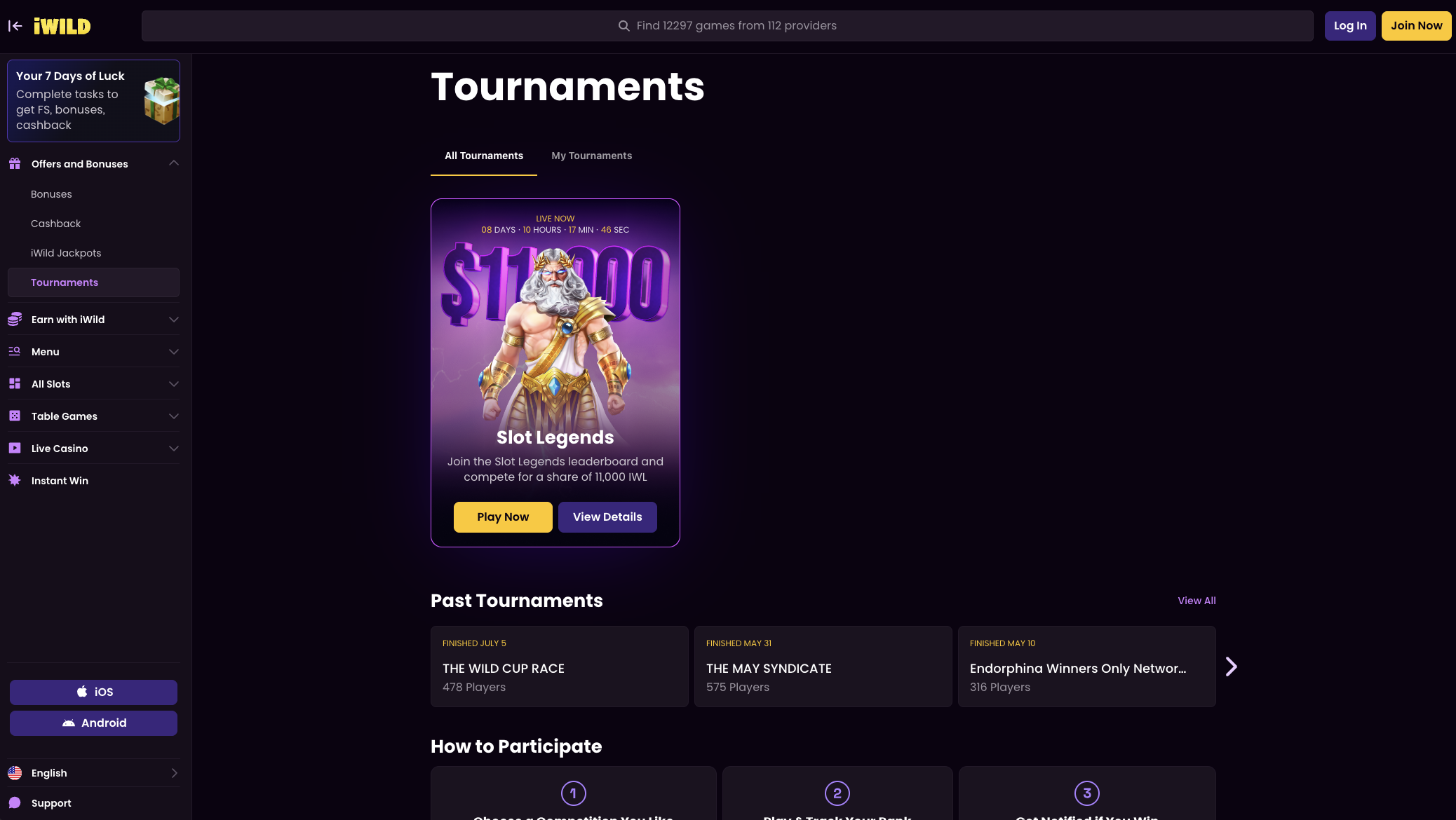 Wager tournament leaderboard with the prize pool and countdown