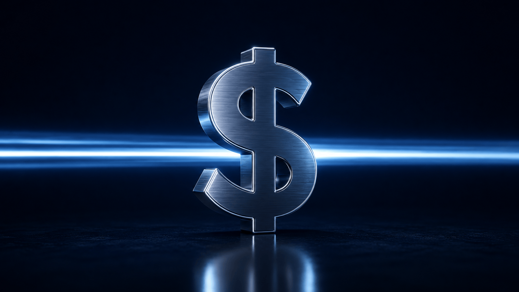 Dollar symbol with an unbroken beam of light passing straight through, illustrating a balance held in dollars without conversion