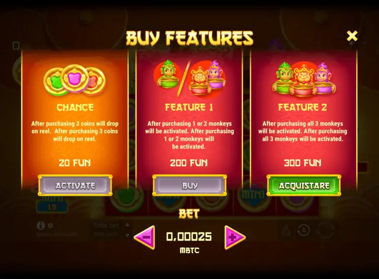 Buy Features Menu