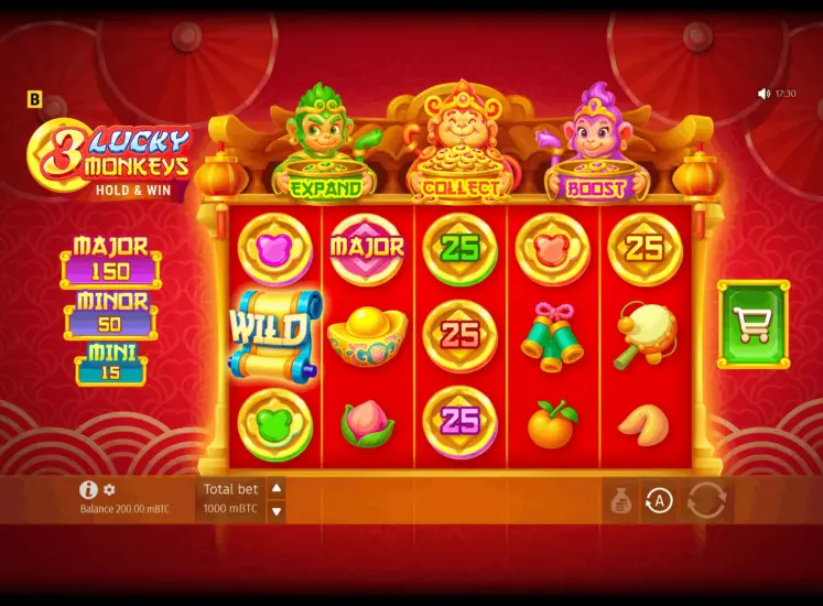 3 Lucky Monkeys Hold & Win gameplay