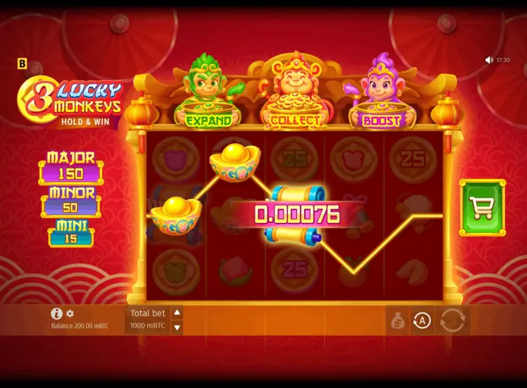 3 Lucky Monkeys Hold & Win low win