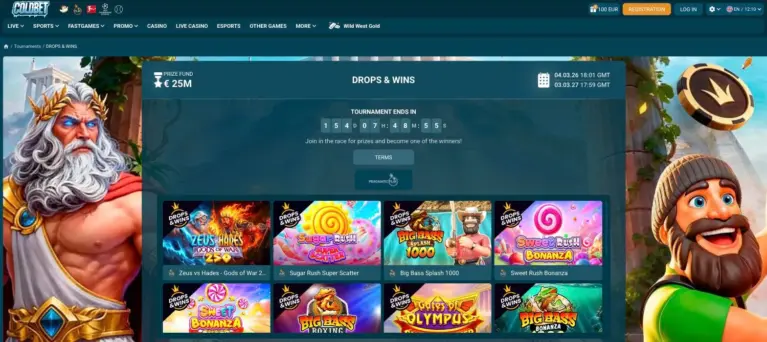 Drops and Wins slot race with a 25 million euro prize fund