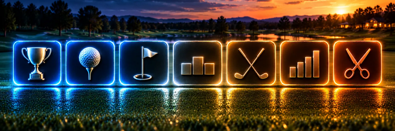 Seven golf market tiles shading from blue to orange to show rising bookmaker margin