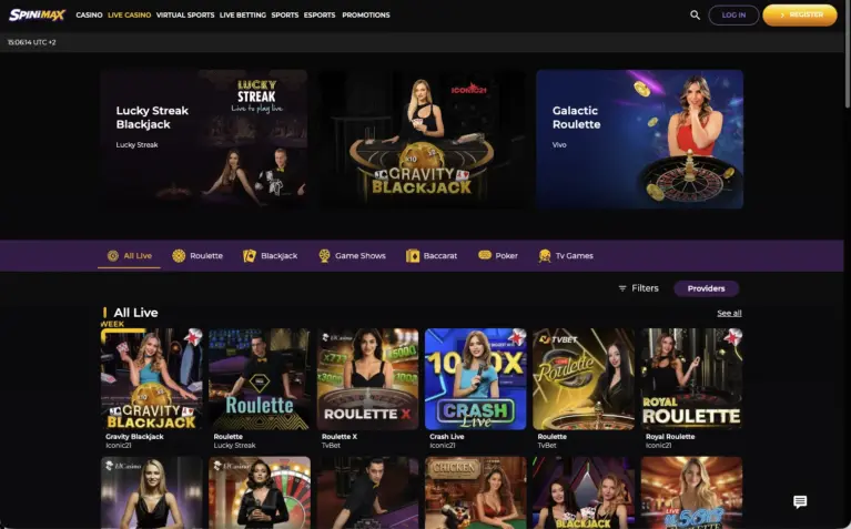Live casino tables from LuckyStreak and Vivo Gaming