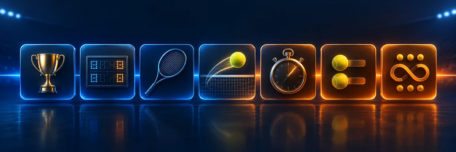Seven tennis market tiles shading from blue to orange to show rising bookmaker margin