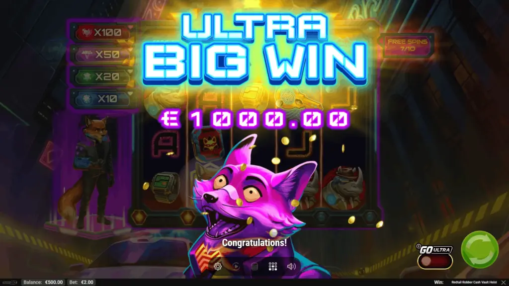 Redtail Robber Cash Vault Heist Big Win