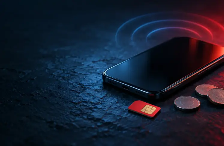 A1 casinos header: a smartphone on dark stone with a red SIM card, coins and signal rings