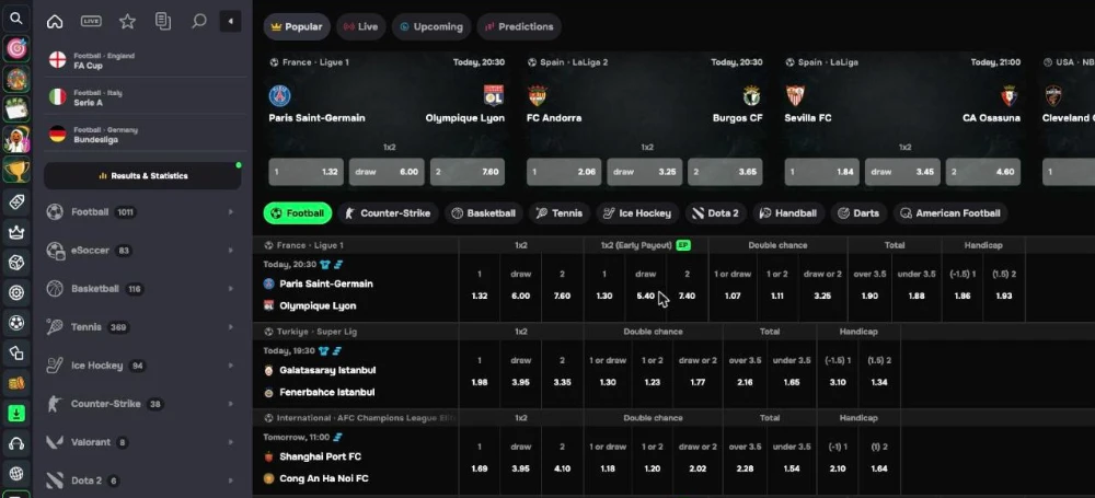 Casho.bet sportsbook with football, esports and live betting markets