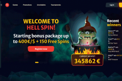 HellSpin Casino Home Screen
